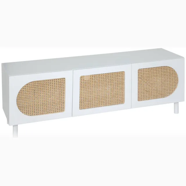 Atmosphera Créateur d'intérieur® TV-meubel met opbergruimte, van rotan met rietvlechtwerk CABRAS Blanc