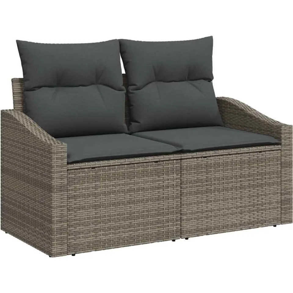 vidaXL Bankstel 11 st Grijs poly rattan