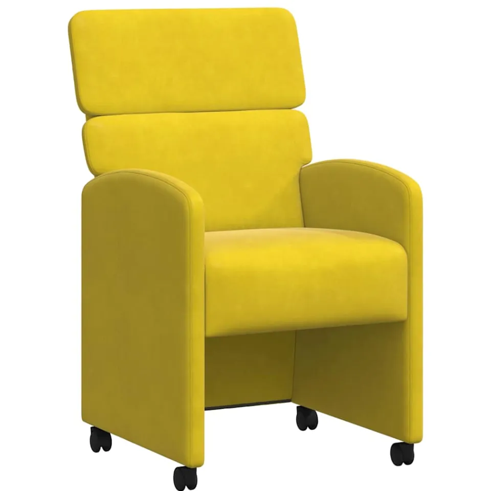 vidaXL Eetkamerstoelen met Wieltjes 2 st Fluweel Geel 58 x 65 x 98 cm