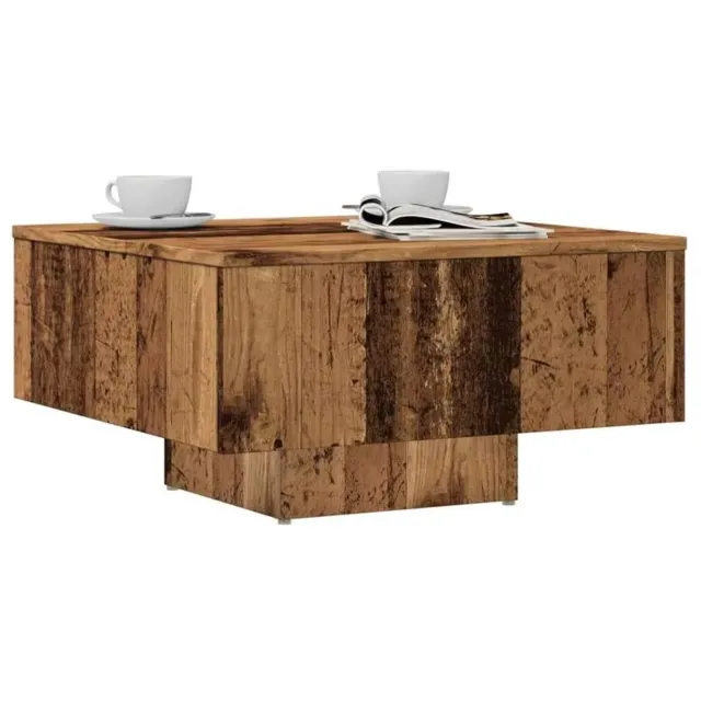 CreateEcom Salontafel - Bijzettafel - Woonkamer tafel - Koffietafel - Salontafel met vintage houtlook - hoogwaardig - gemakkelijk schoon te maken - stijlvol voor de woonkamer - 60x60x31,5cm bruin