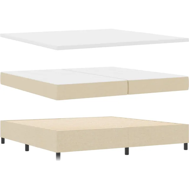 vidaXL Boxspring bed met matras met LED Crème 200 x 200 cm Stof
