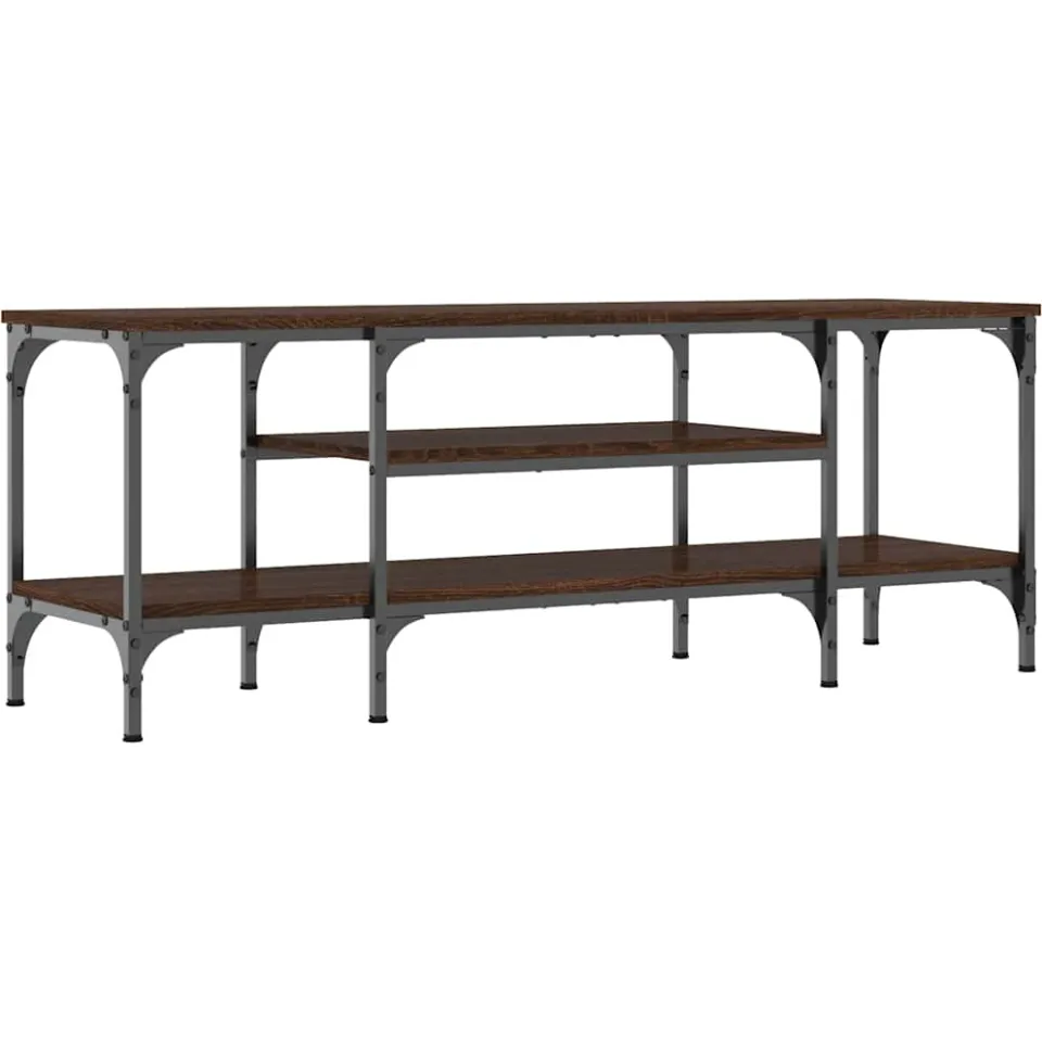 vidaXL Tv-meubel 121x35x45 cm bewerkt hout en ijzer bruin eikenkleur, foto 3