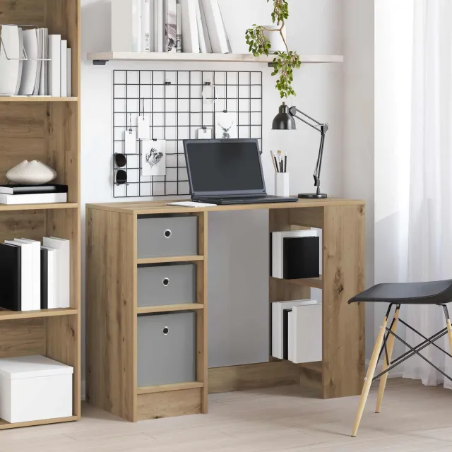 vidaXL Bureau Artisan Eiken 100 x 40 x 75 cm Bewerkt hout, foto 2