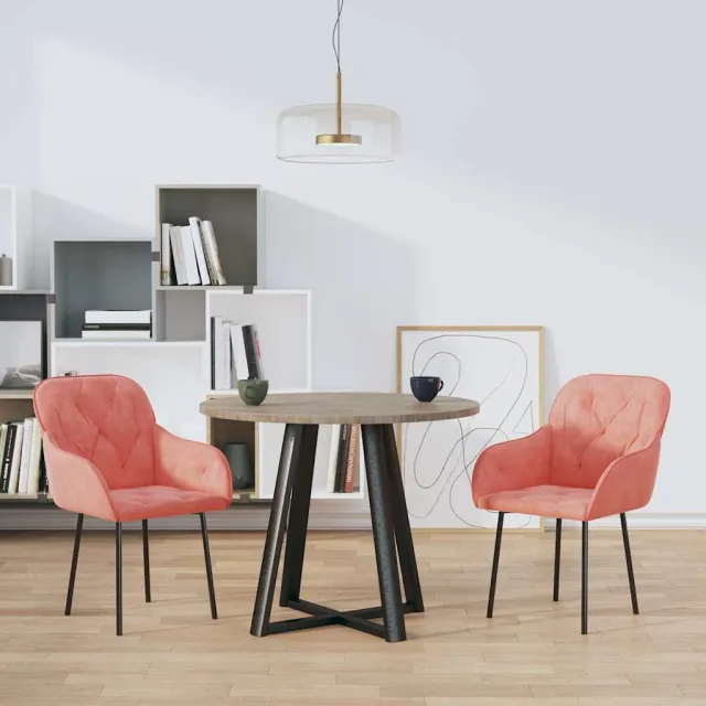 vidaXL Eetkamerstoelen 2 st fluweel roze, foto 2