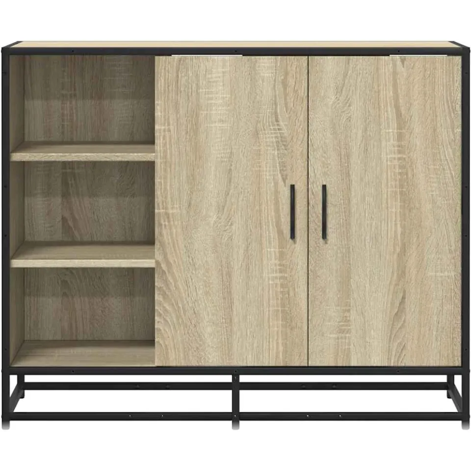 vidaXL Dressoir 92x35x76 cm bewerkt hout sonoma eikenkleurig, foto 4