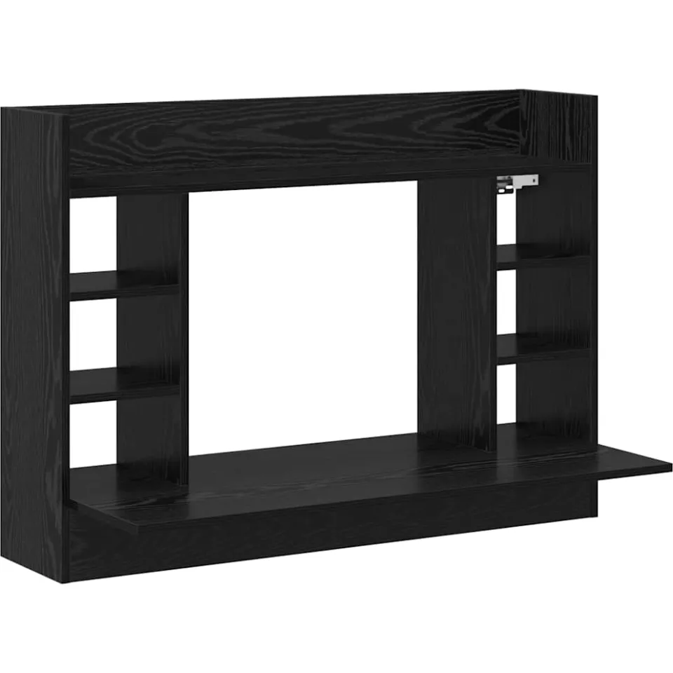 vidaXL Aan de muur bevestigd bureau Zwart eiken 105 x 48 x 75 cm, foto 3