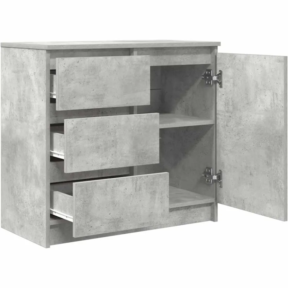 vidaXL Dressoir met lade 71x35x65 cm spaanplaat betongrijs grijs, foto 4