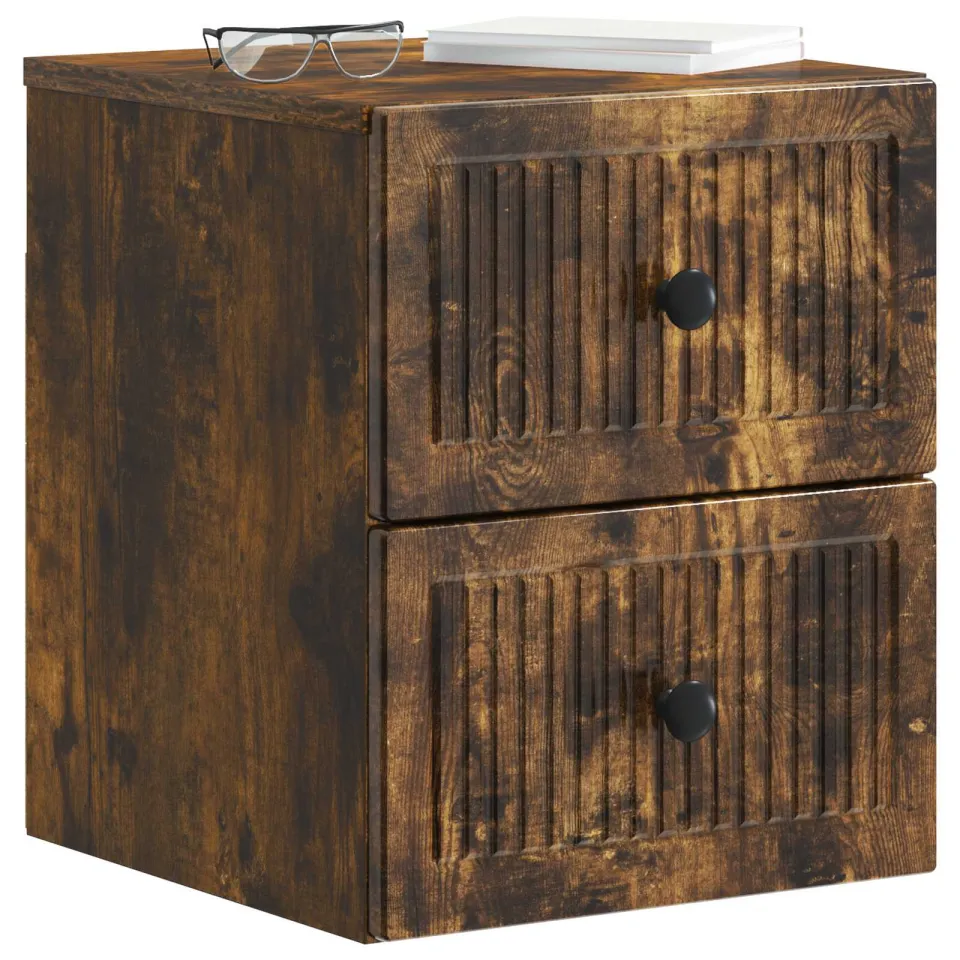 vidaXL Wandbeugel Bedkast 2 st Gerookt eiken 33 x 34,5 x 40 cm Bruin