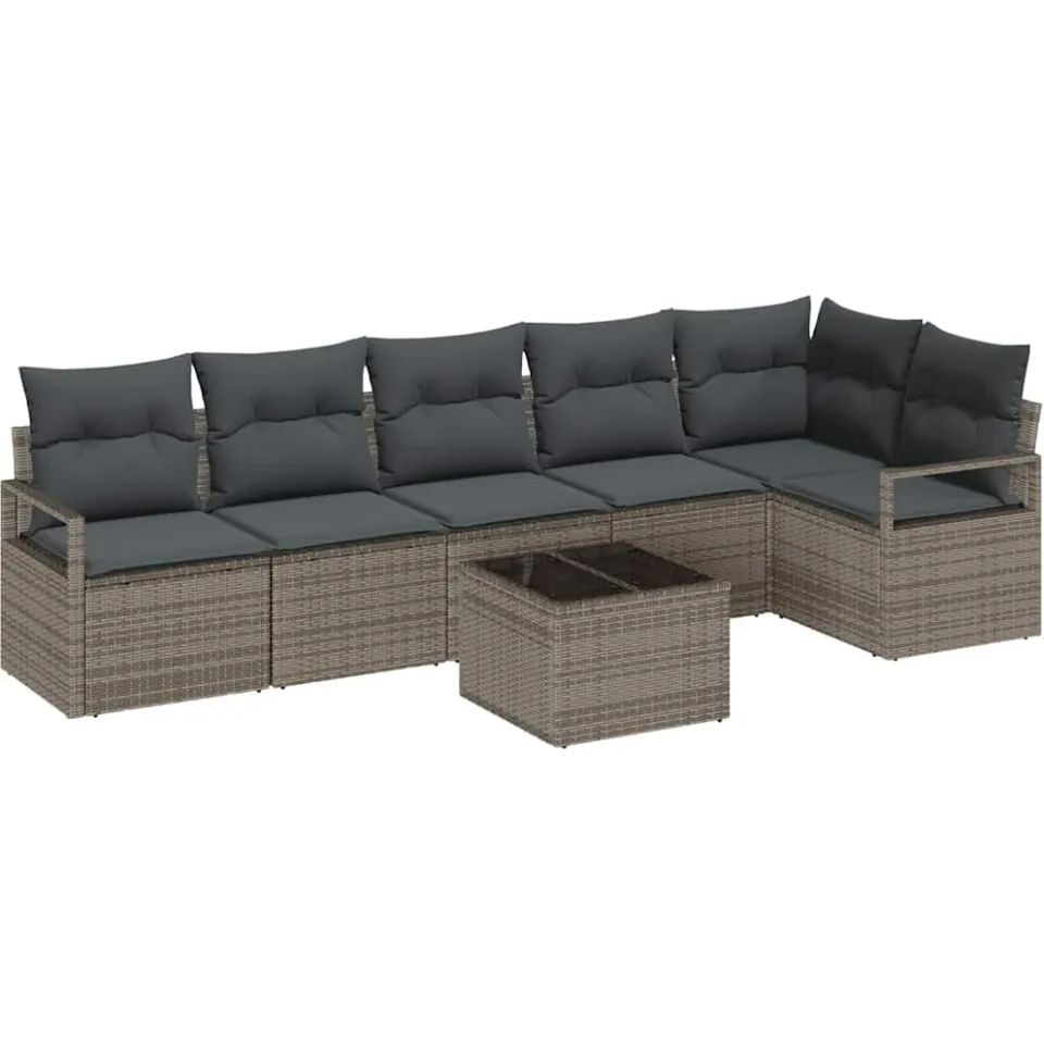 vidaXL Bankstel 7 st Grijs poly rattan