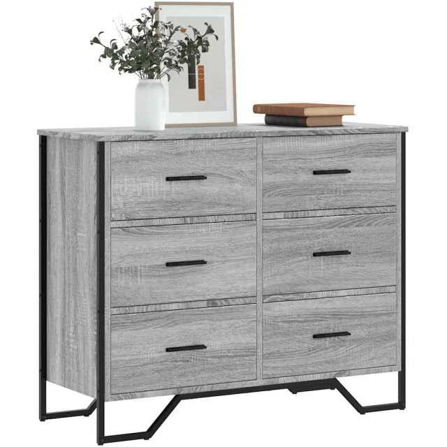 vidaXL Ladekast 91x35,5x74,5 cm bewerkt hout grijs sonoma eikenkleurig