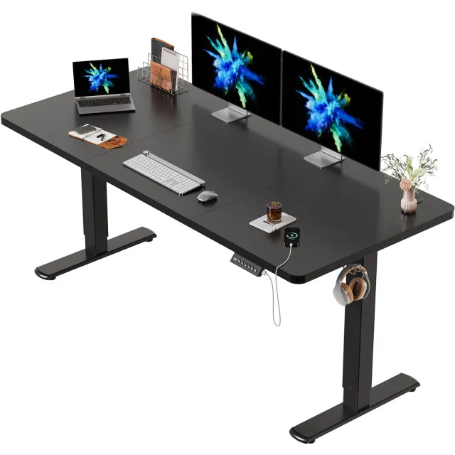 Devoko Elektrisch Hoogteverstelbaar Bureau - Zit-Sta Bureau 160x70 cm - Digitaal Display met 2 Geheugenstanden en Zitherinnering - Zwart