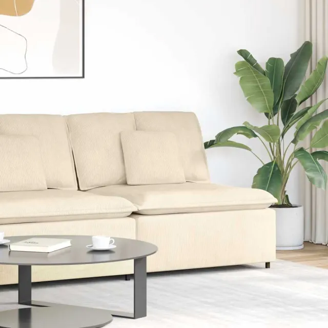 vidaXL Modulaire bank middenmodule met kussens 100 cm crèmekleurig