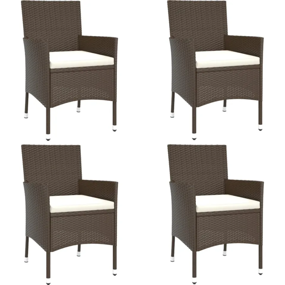 vidaXL 5-delige Bistroset met kussens poly rattan bruin, foto 3