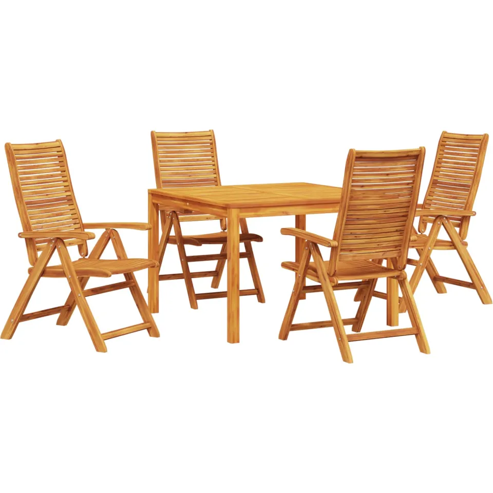 vidaXL Tuin eettafelset 5 st Bruin Massief Acaciahout