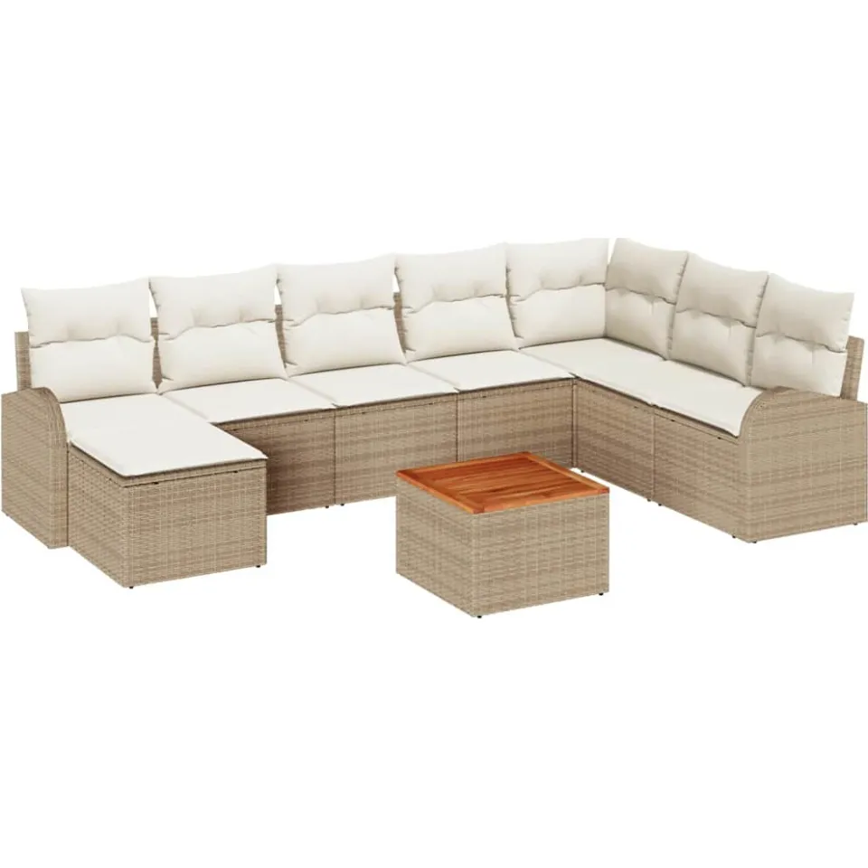 vidaXL Tuinbankenset 9 st Beige poly rattan, foto 3