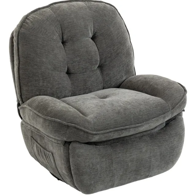 MODENUIT Relaxfauteuil 95 x 94 x 104 Cm - Draaibaar, Wip- En Ligfunctie - Woonkamer - Chenille Lichtgrijs