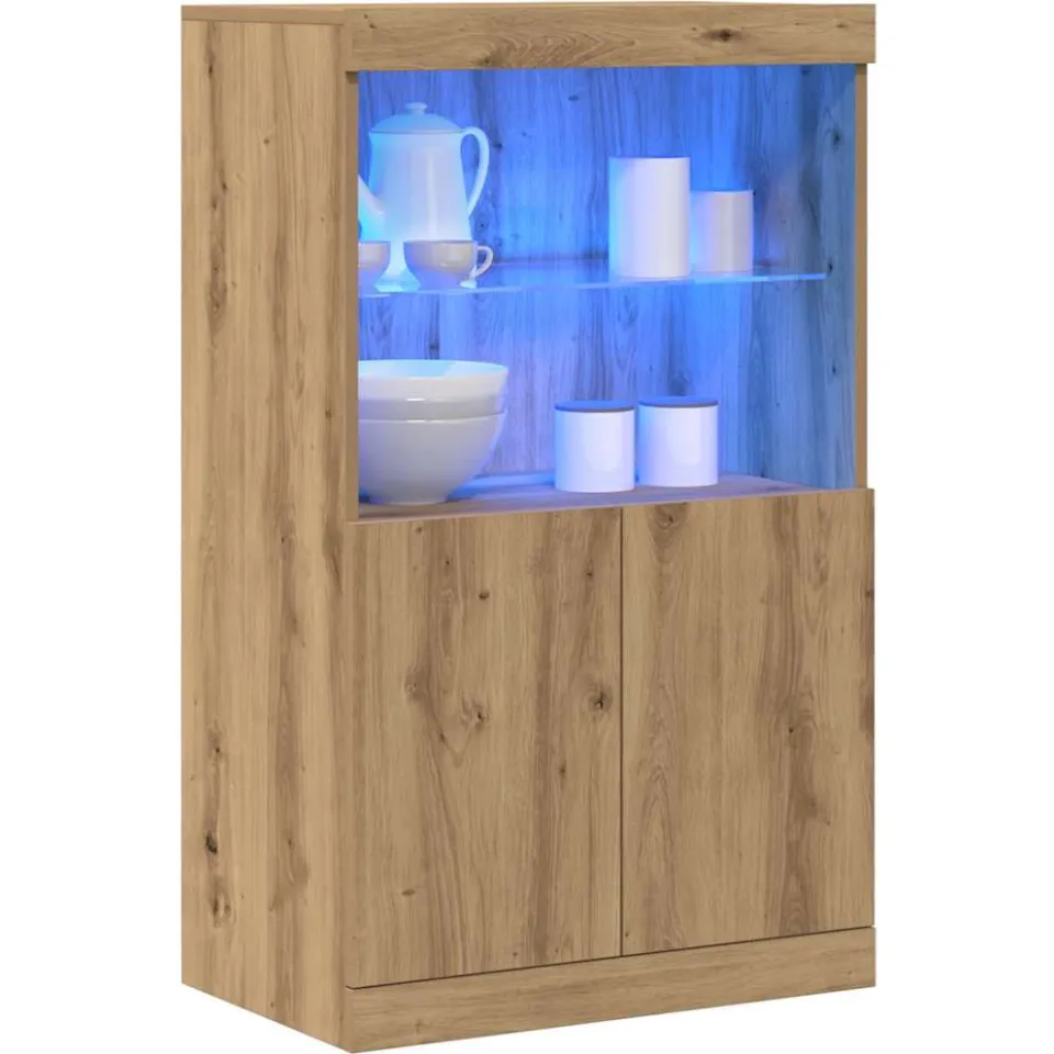 vidaXL LED Sideboard Bruin 60 x 37 x 100 cm Bewerkt hout, foto 3
