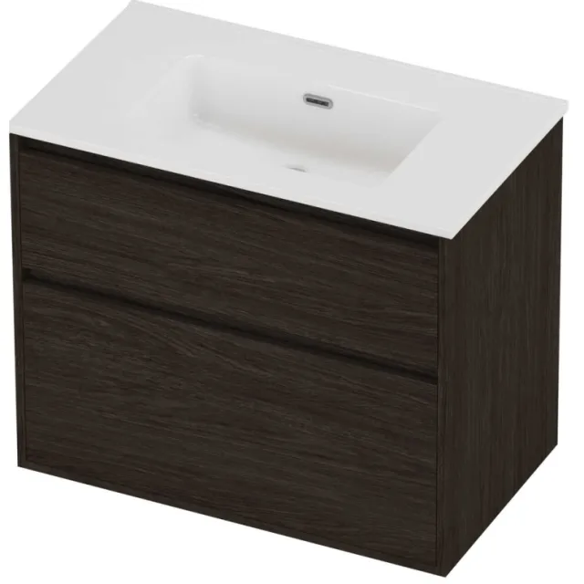 Proline Tribute Badmeubelset Porselein Elegant 80x46x67 cm Glans Wit Mokka Oak Eiken