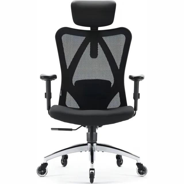 Sihoo M18 PRO Ergonomische Bureaustoel - Verstelbare Lendensteun - Ademende Mesh - Zwart Zwart - Transparante Wielen