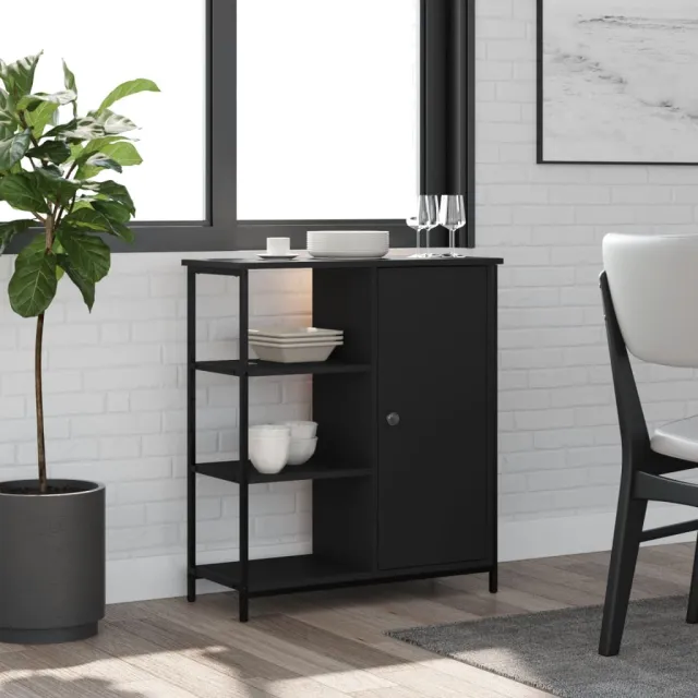 vidaXL Dressoir 70x30x80 cm bewerkt hout zwart, foto 2