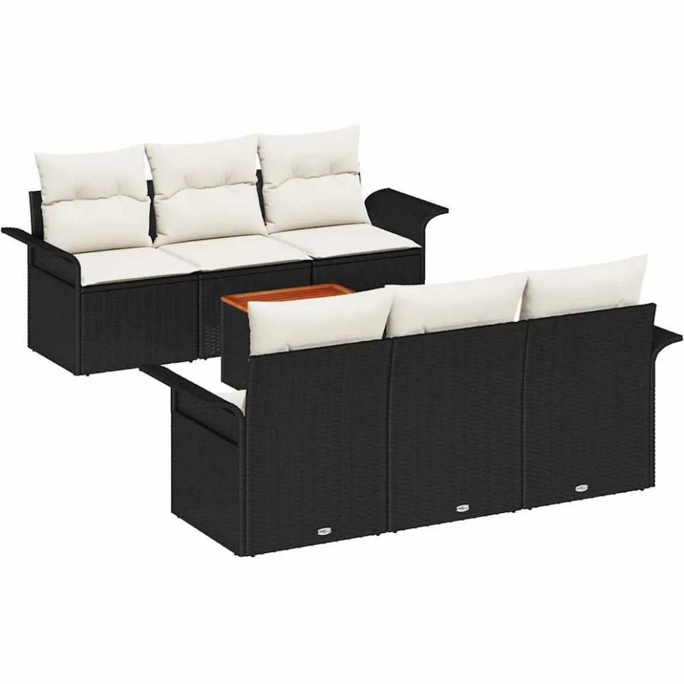 vidaXL Tuinbankenset 7 st Zwart poly rattan