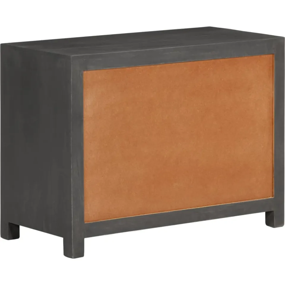 vidaXL Dressoir 75x35x55 cm massief mangohout grijs en wit, foto 4