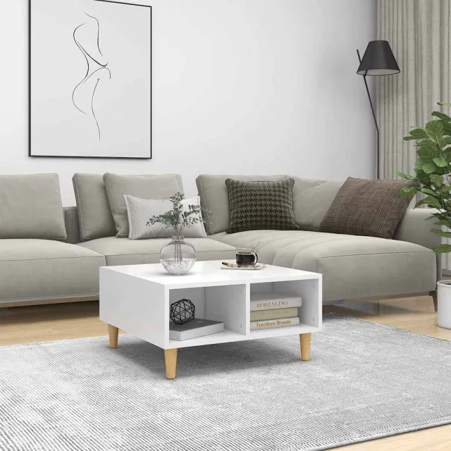 vidaXL Salontafel 60x60x30 cm bewerkt hout wit, foto 2