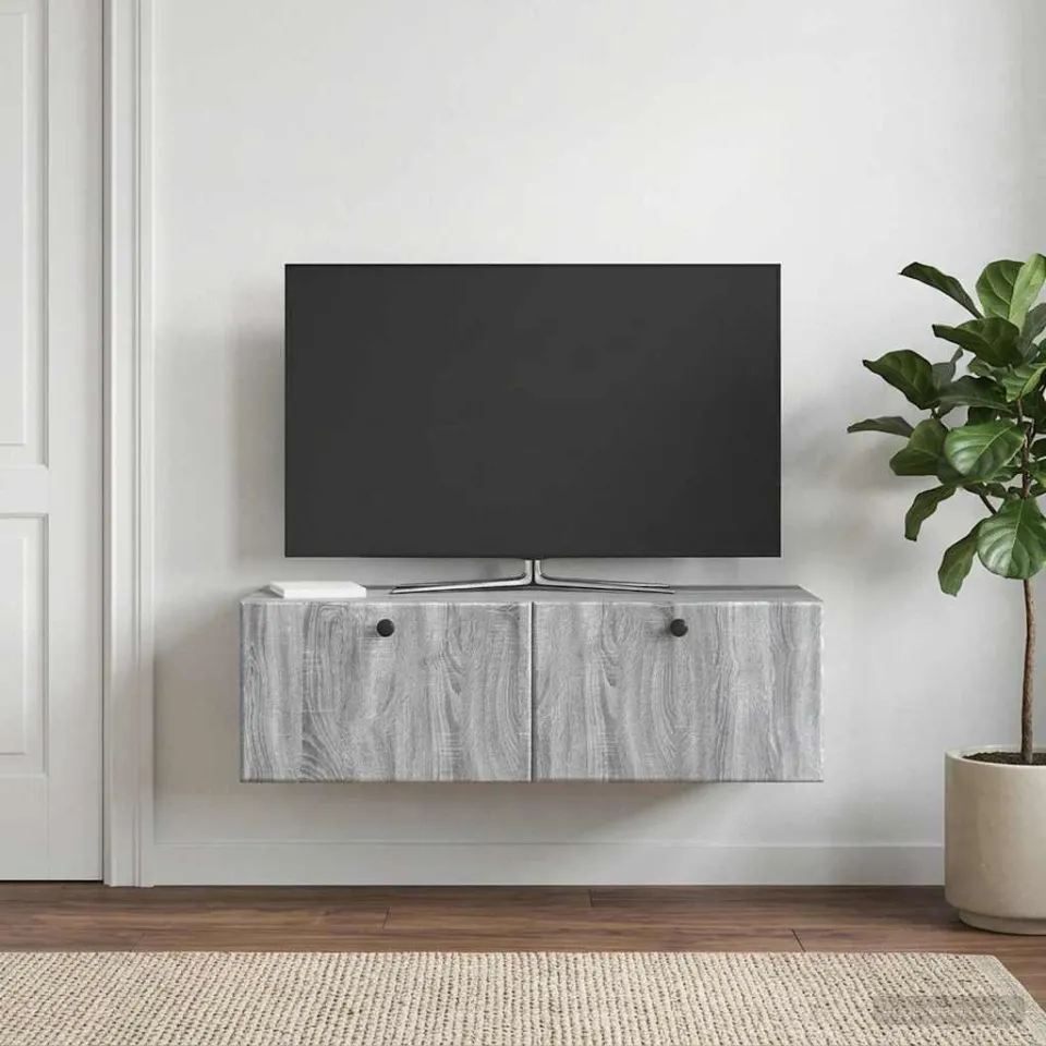 vidaXL Wandbeugel TV-kast 98 x 41 x 30 cm Grijs Sonoma Bewerkt hout, foto 4