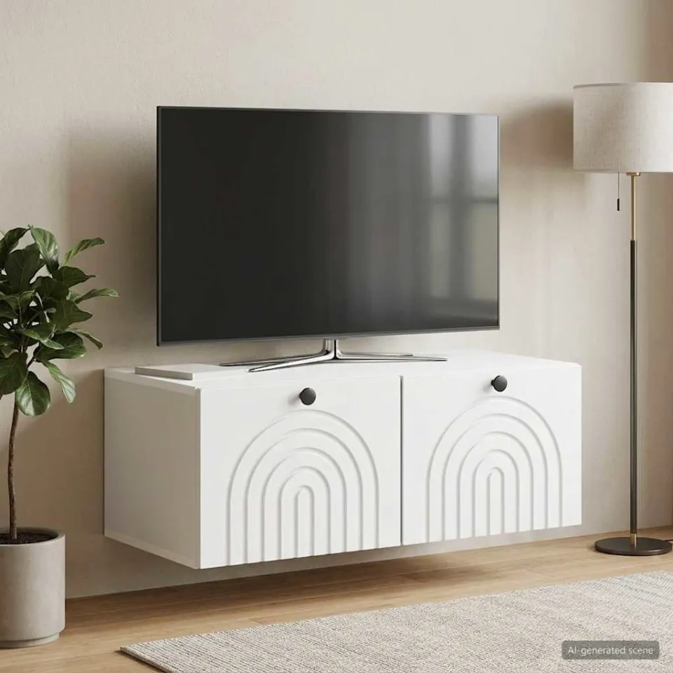 vidaXL Wandbeugel TV-kast Wit 78,5 x 41 x 30 cm Bewerkt hout, foto 4