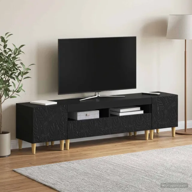 vidaXL 3-delige LED TV-kast DELFT Zwart Bewerkt hout, foto 2