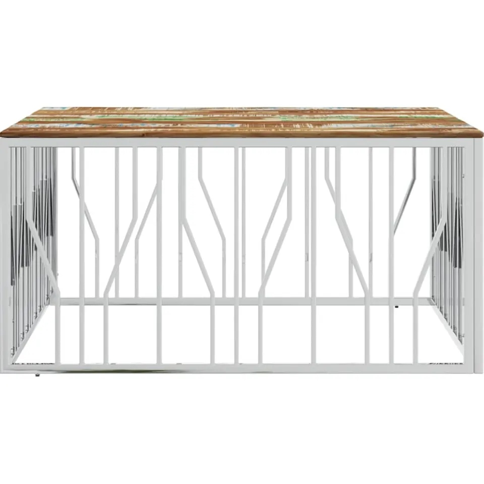 vidaXL Salontafel roestvrij staal en massief gerecycled hout zilver