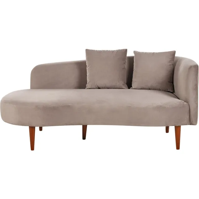 Beliani CHAUMONT - Chaise longue - Taupe - Rechterzijde - Fluweel Beige