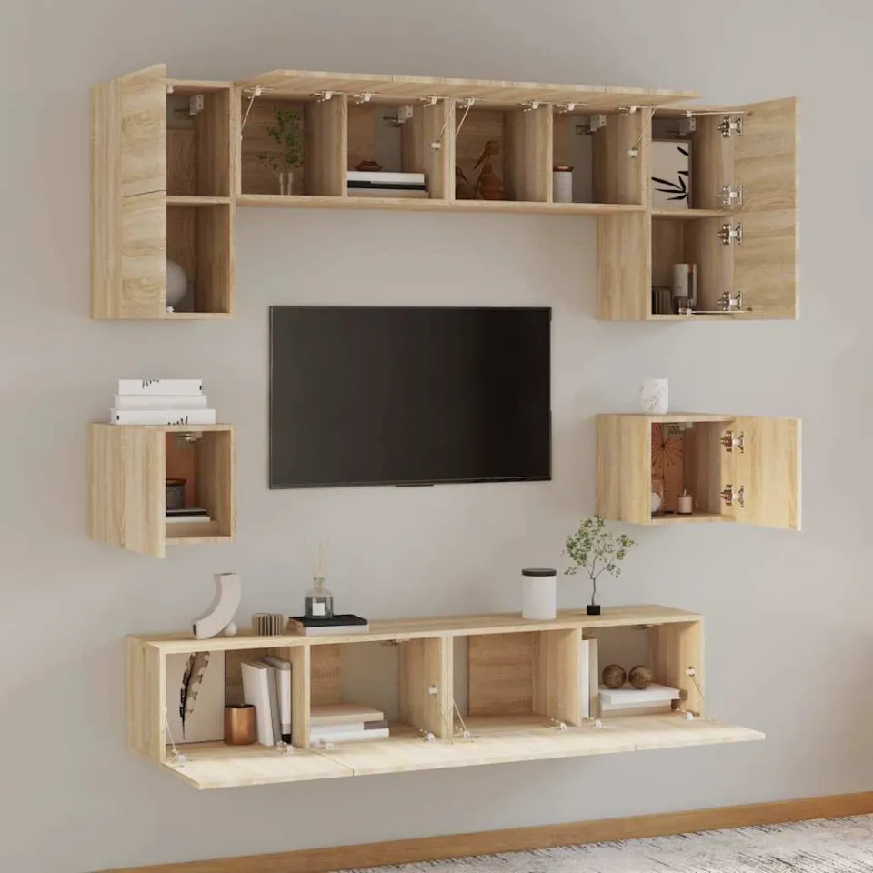 vidaXL 8-delige Tv-meubelset bewerkt hout sonoma eikenkleurig, foto 3