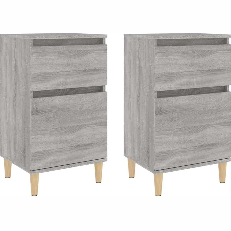 vidaXL Nachtkastjes 2 st 40x35x70 cm bewerkt hout grijs sonoma eiken