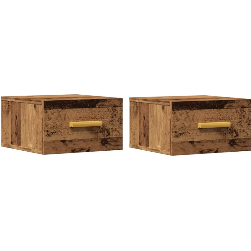 vidaXL Nachtkastjes 2 st wandgemonteerd 35x35x20 cm oud houtkleurig bruin, foto 3