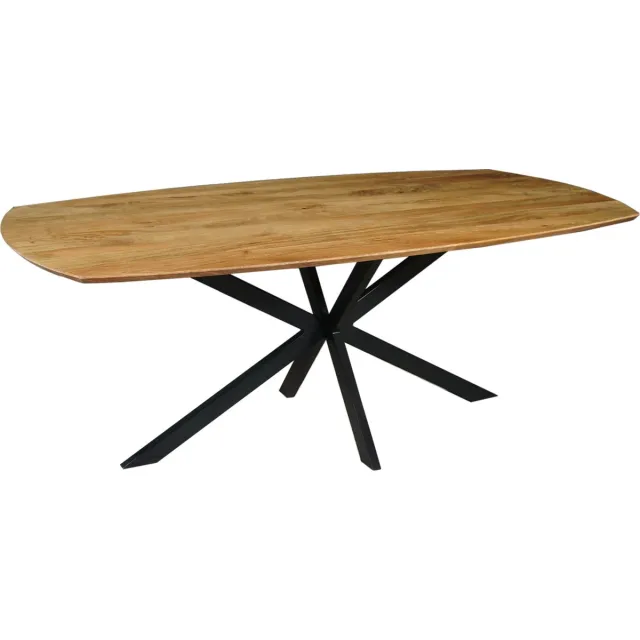 Mahom Mangohouten Eettafel Vicenza Deens Ovaal 200x100 cm Mahom Industrieel - Dinertafel van Mangohout & Metaal - Industriële Eettafel Bruin
