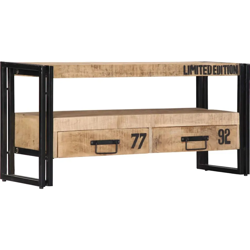 vidaXL Tv-meubel 100x30x45 cm massief mangohout bruin, foto 3