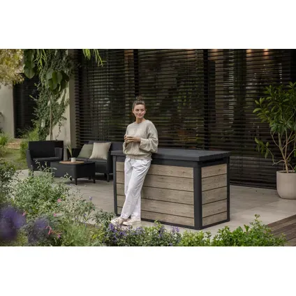 Keter Kussenbox Signature Ashwood - Houtlook - Bruin - 757l - 151,7x72,5x90cm, foto 3