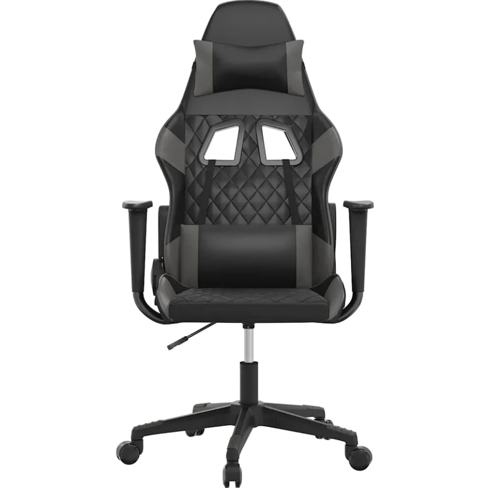 vidaXL Massage gamestoel kunstleer zwart en grijs