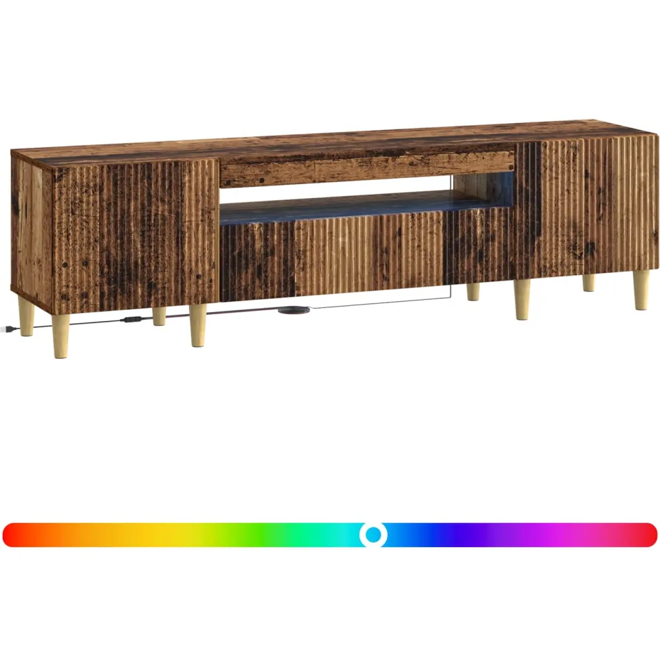 vidaXL LED tv-meubel ARNHEM 153 x 35 x 43 cm Oud hout Bewerkt hout bruin, foto 3