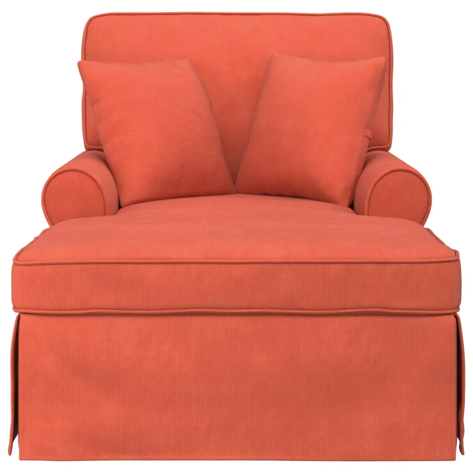 vidaXL Chaise Lounge met Rok 3 st Rood-oranje Katoen Stof