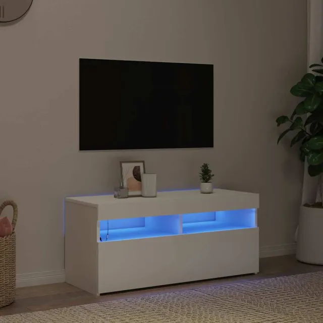 vidaXL Tv-meubel met LED-verlichting 90x35x40 cm wit, foto 2