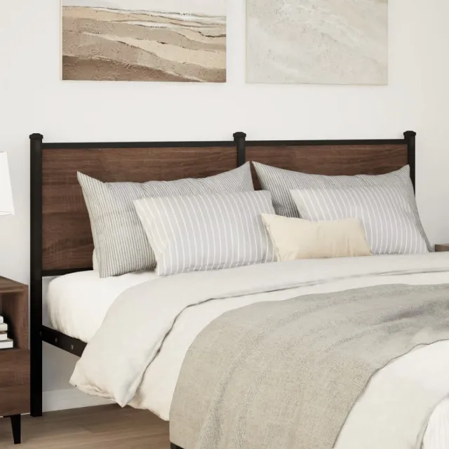 vidaXL Vervangend hoofdbord 135 cm bewerkt hout en staal bruin eikenkleurig