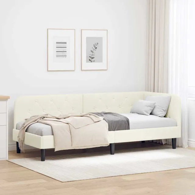 vidaXL Hoekbedframe Crème 80 x 200 cm fluweel