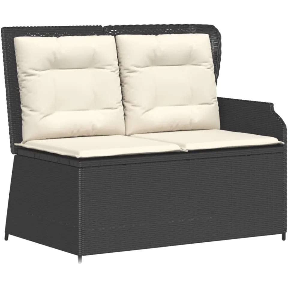 vidaXL 5-delige Loungeset met kussens poly rattan zwart, foto 4