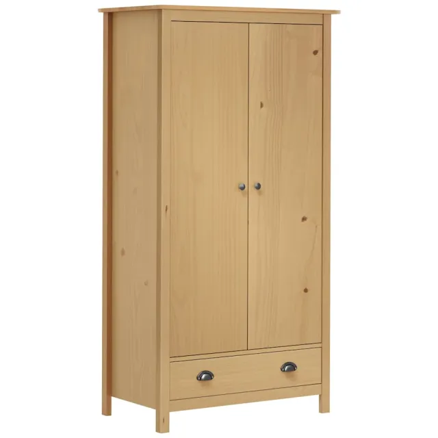 vidaXL Kledingkast Hill 2 deuren 89x50x170 cm massief grenenhout Bruin