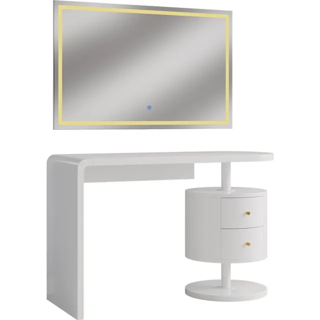 Vicco Kaptafel met licht Lara, Wit, 120 cm met LED-spiegel