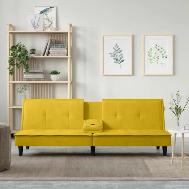 vidaXL Slaapbank met bekerhouders fluweel geel