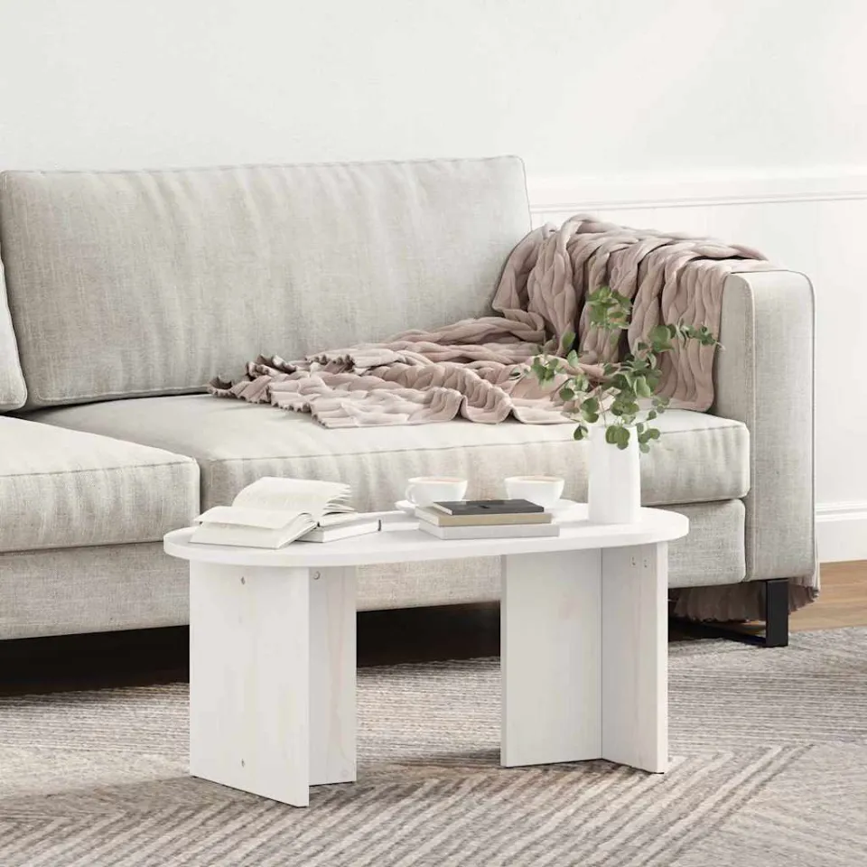 vidaXL Salontafel Wit 80 x 39,5 x 35 cm Massief grenenhout, foto 3