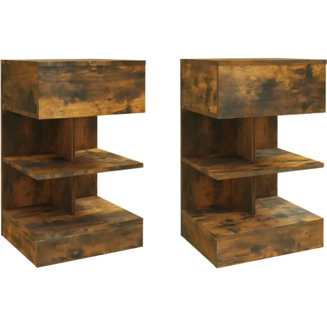 vidaXL Nachtkastjes 2 st 40x35x65 cm bewerkt hout gerookt eikenkleurig Bruin